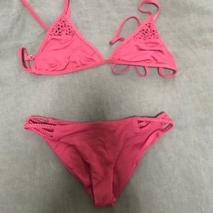Frankies Bikinis maroon red set
